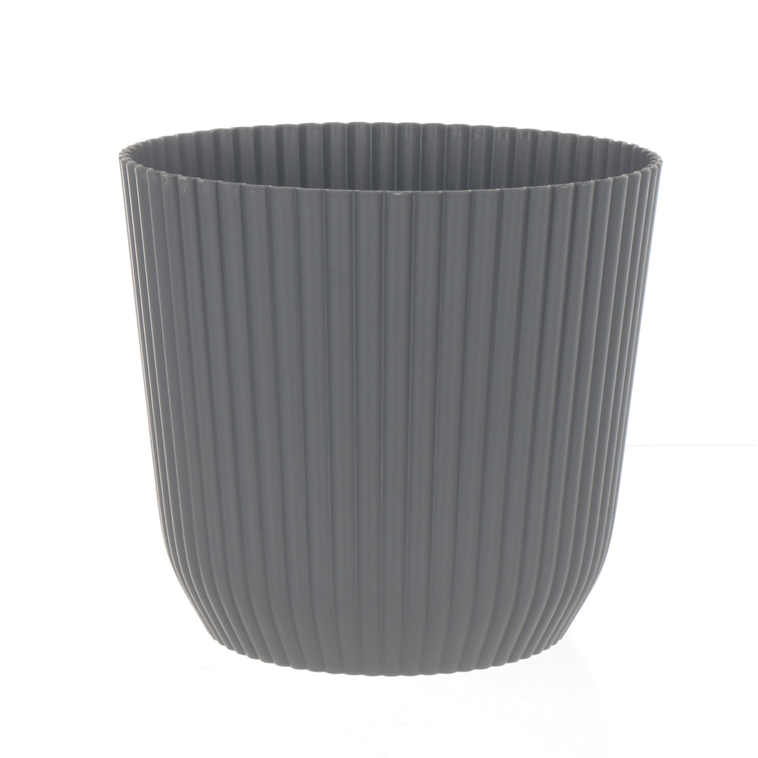 anthracite grey planter with ridged edges on white background