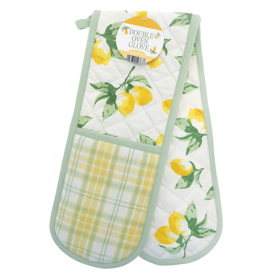 Lemons design double oven glove in white