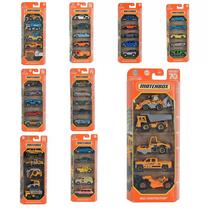 Matchbox 5 Pack Vehicles Basic Series Die-Cast Metal Cars 1:64