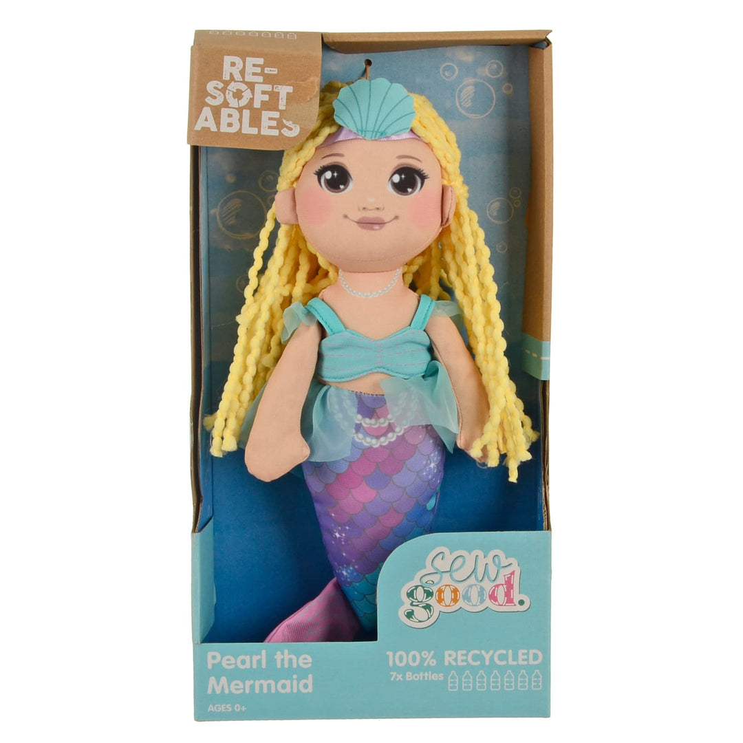Resoftables Sew Good Pearl the Mermaid fabric doll with long blond hair