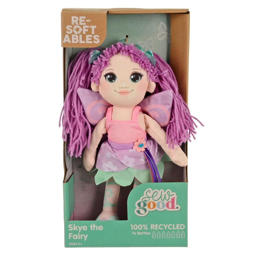 Resoftables Sew Good Skyte the Fairy doll with long purple hair