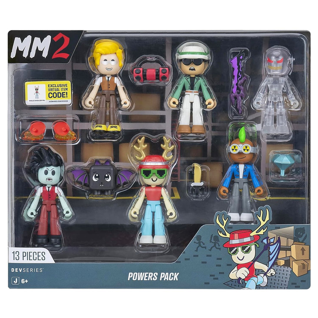 Powers Pack of 6 action figures with accessories for MM2 game