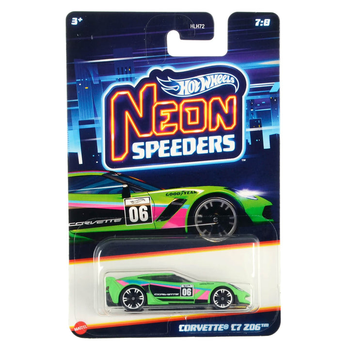 HLH72 7/8 Green Corvette C7 Z06 Neon Speeders Hot Wheels die-cast metal car