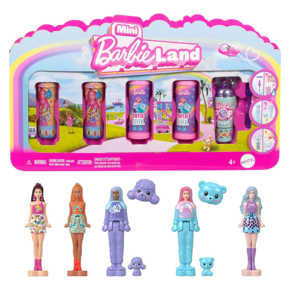 Mini BarbieLand pack of 5 Cutie Reveal doll play set