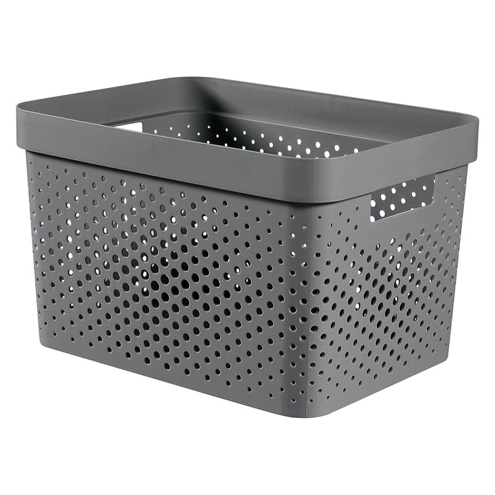 Large Curver Infinity Dots grey plastic storage box