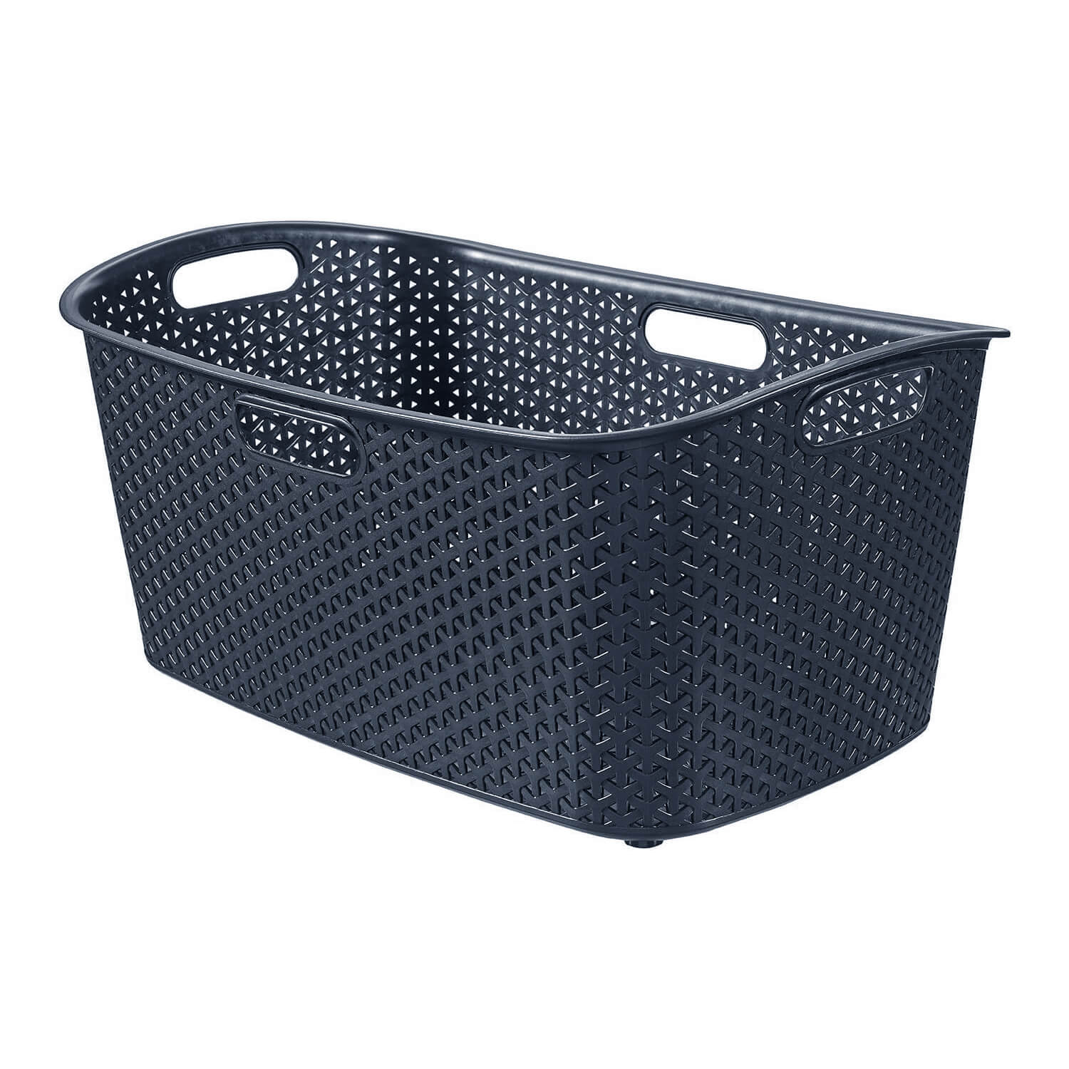 Cesto Portabiancheria Curver Knit - 57 Litri, Dimensioni 45x34x61 Cm, Colore Blu, Design A Maglia