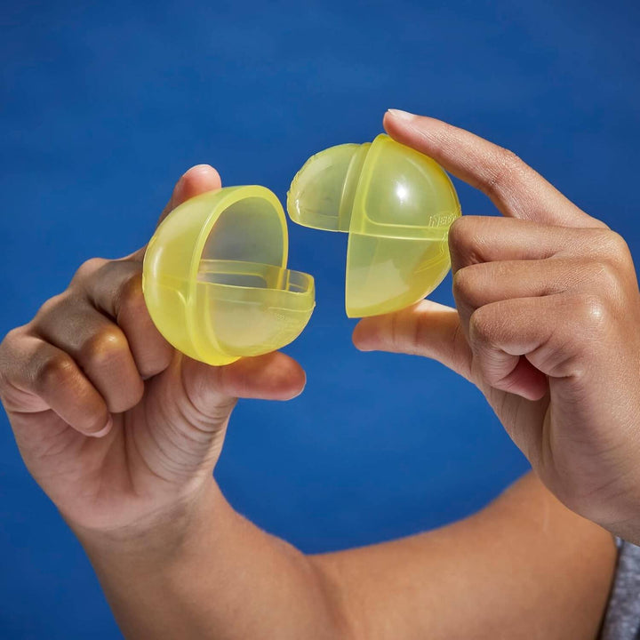 2 halves of a Nerf Super Soaker Hydro Ball in soft yellow material