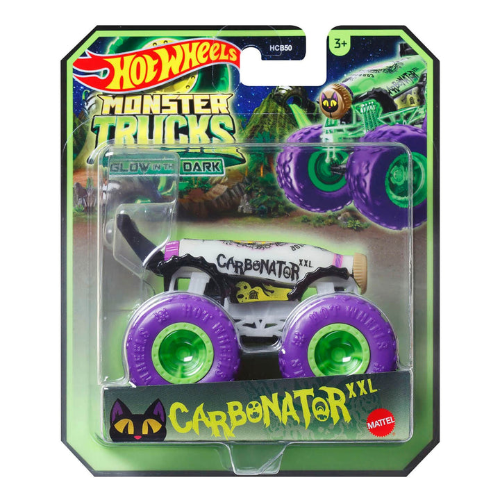 Carbonator glow in the dark monster truck with purple wheels