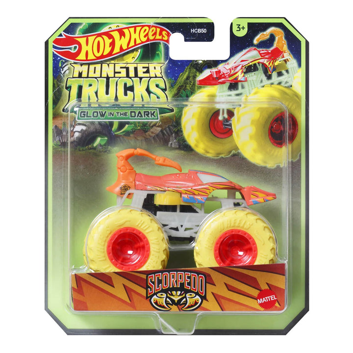 Scorpedo glow in the dark Monster Truck with yellow wheels