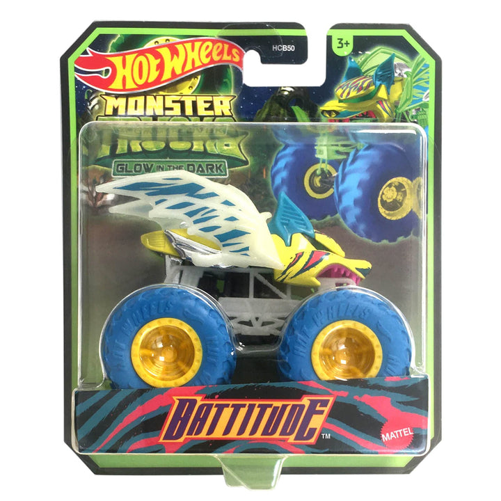 Battitude glow in the dark Monster Truck with big blue wheels