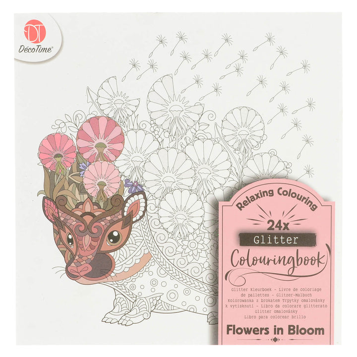 Flowers in Bloom Glitter Colouring Book with 24 pages