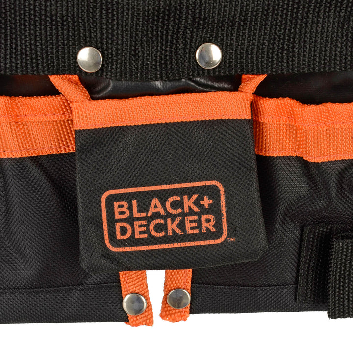 Close up of a Black & Decker kids' tool belt with steel rivets