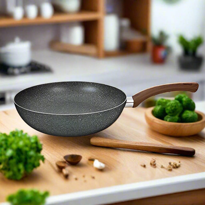 Blaumann Wok Aluminium Marble Cladding Dark Grey Diamatro 28cm