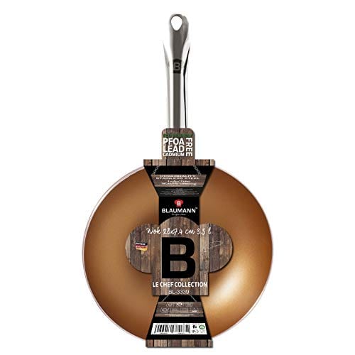 Blaumann Wok 28 cm Stainless Steel High Quality Le Chef Line