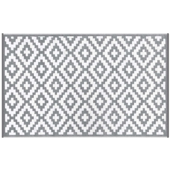 Grey and white diamond pattern rug for indoor and outdoor use