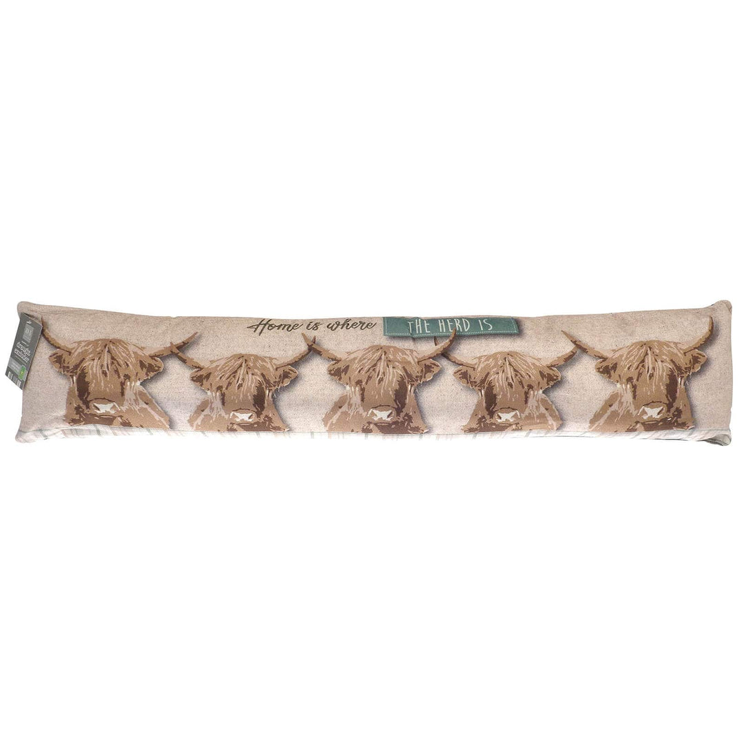 Door draught stopper with Highland cows design