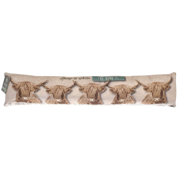 Door draught stopper with Highland cows design