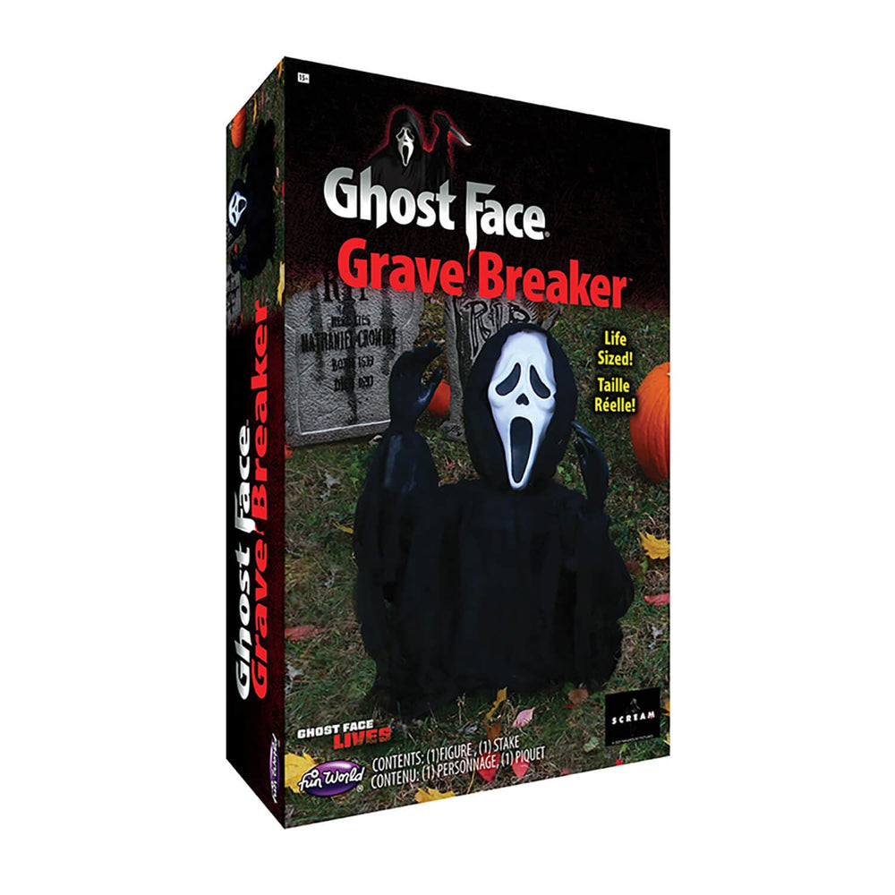 Box packaging for Ghost Face Grave Breaker life size outdoor Halloween prop