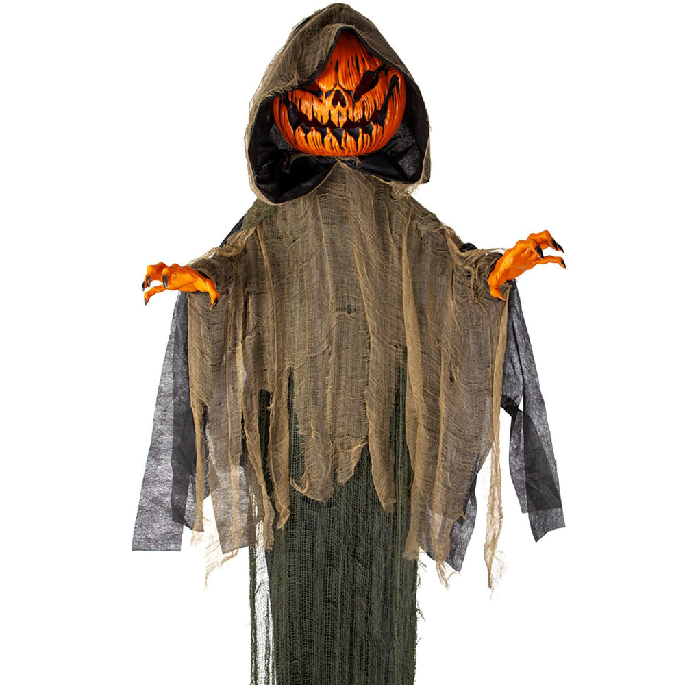 Pumpkin Man Halloween decoration with orange head and hands