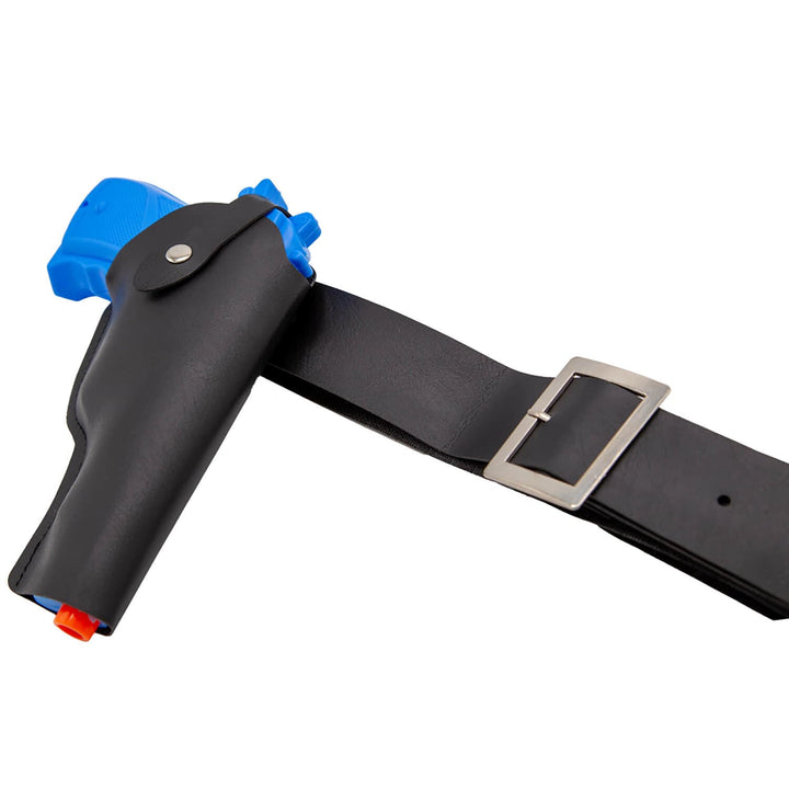 Fake police weapon in a holster on black belt