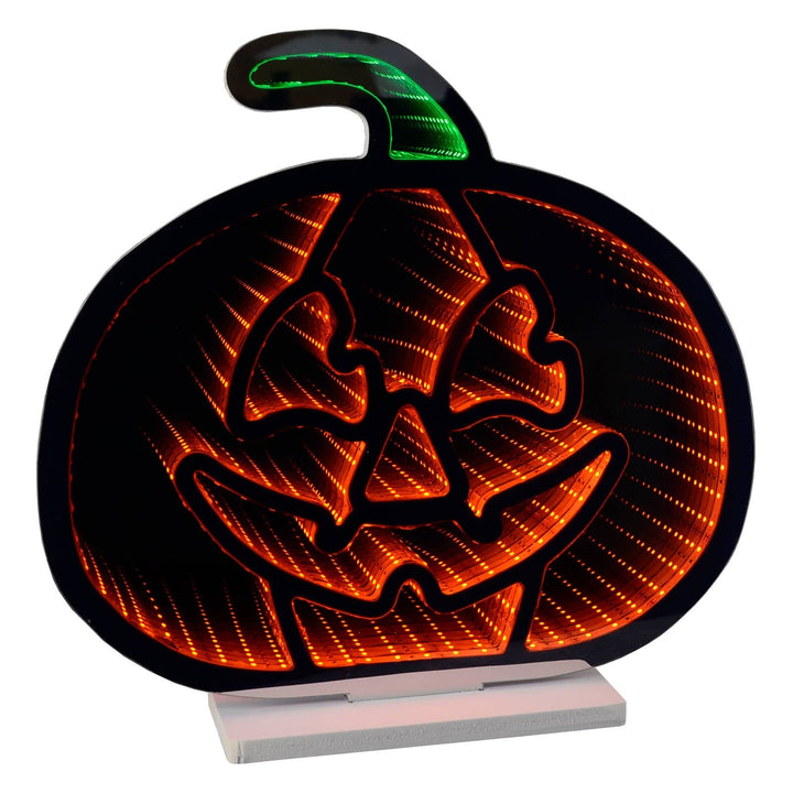 Pumpkin Infnity mirror Halloween decoration lit with orange nad green LED lights