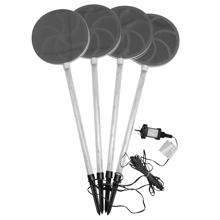 Set of 4 Christmas pathway lights with infinity mirror lollipop shape lights