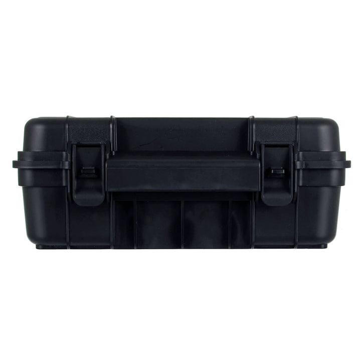 Side view of an electric enclsure box in black