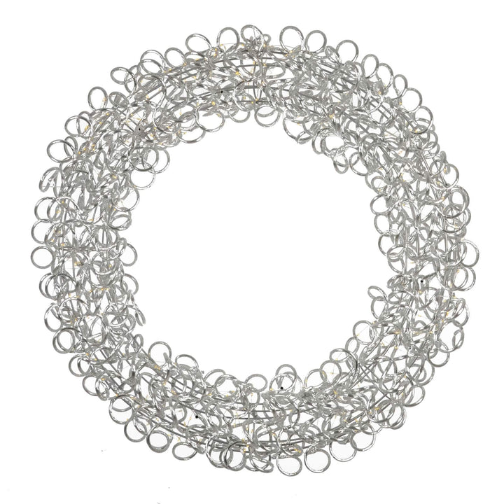 Large silver Christmas wreath with looped design