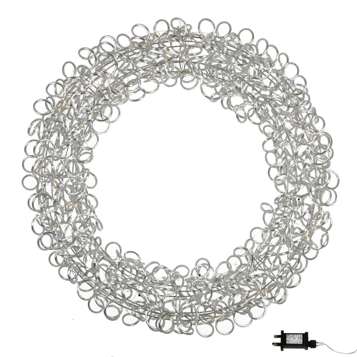 SIlver Christmas wreath with power plug