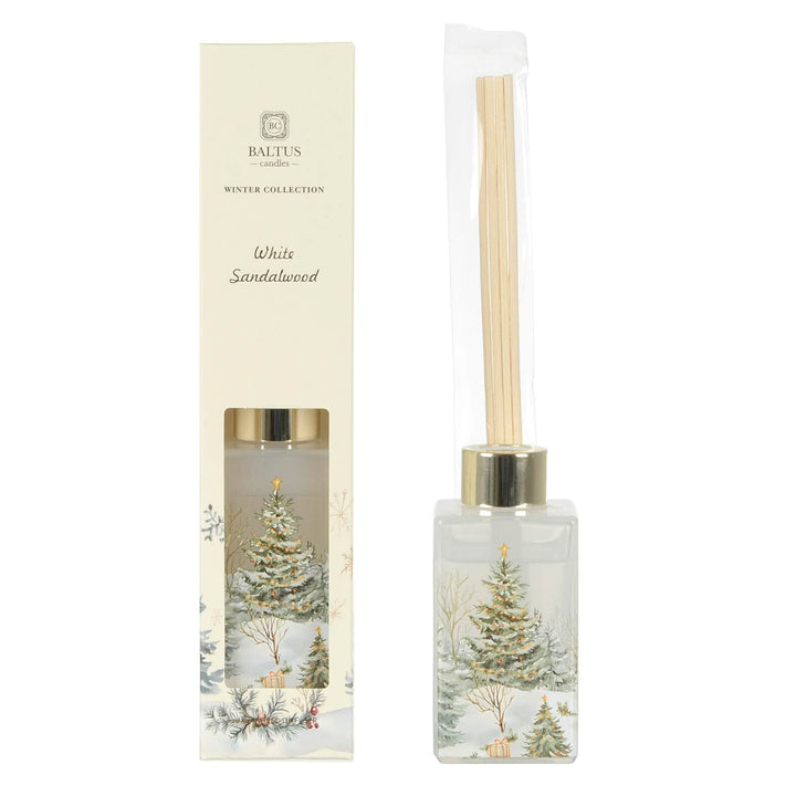 Diffuser with packaging featuring winter scene design and 'Baltus' branding.