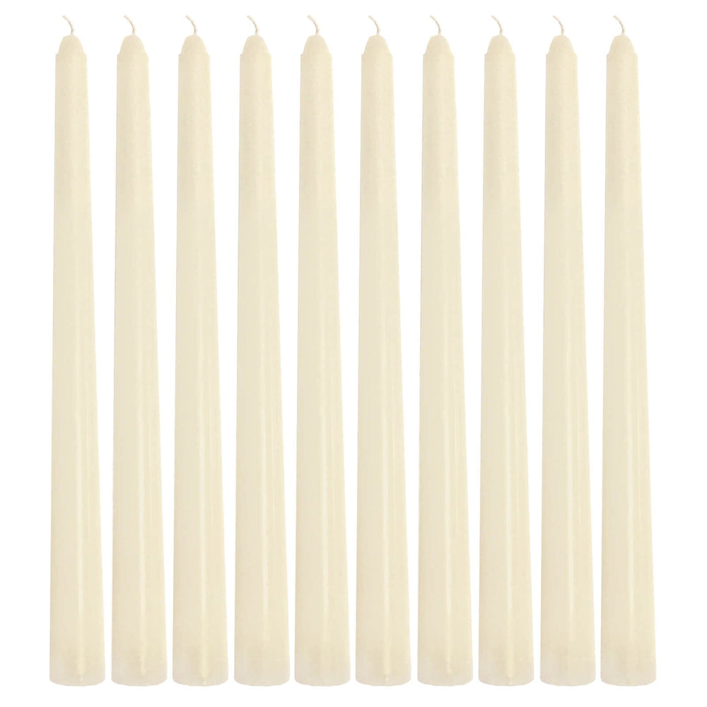 Set of 10 ivory colour taper candles