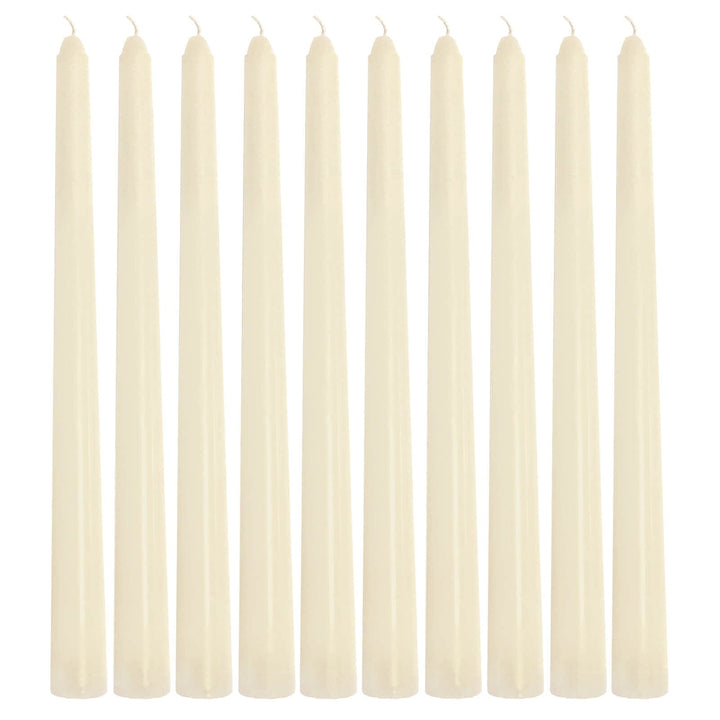 Set of 10 ivory colour taper candles
