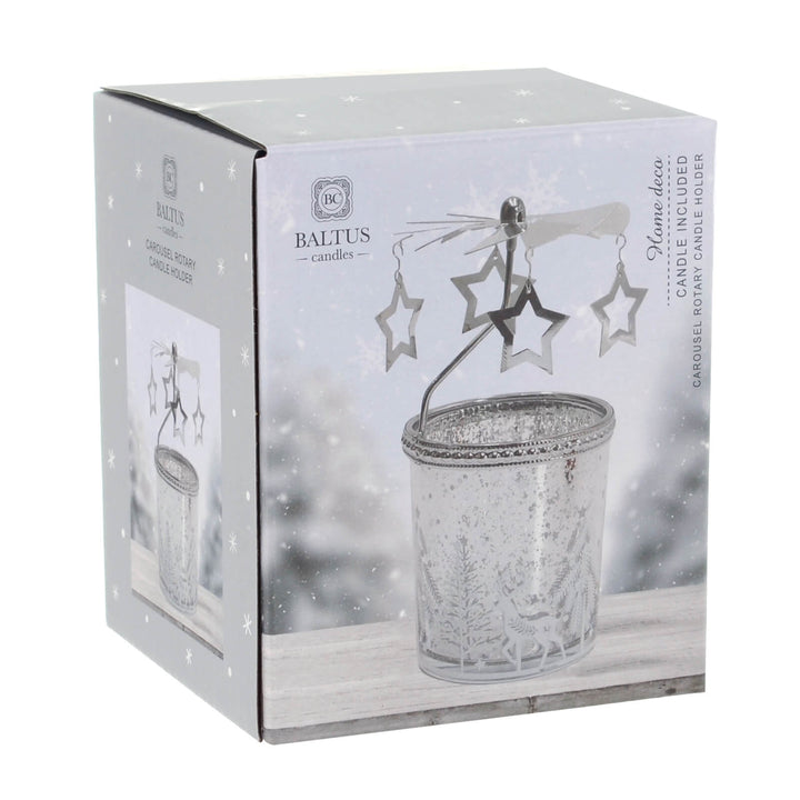 Candle holder with star design in packaging on a white background