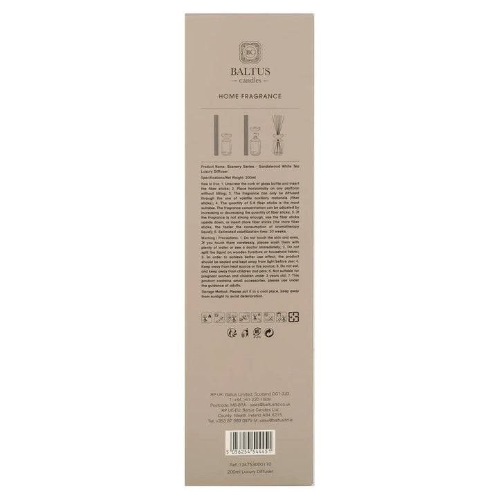 Back of the pack of a luxury reed diffuser