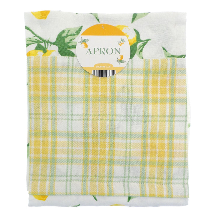 Apron with lemons and checked pattern
