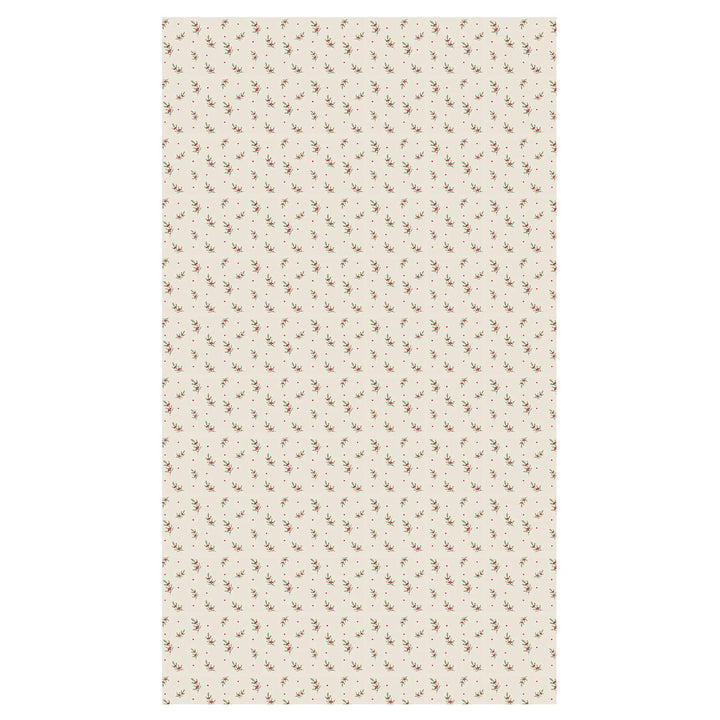 Large tablecloth with red berries design on a beige background