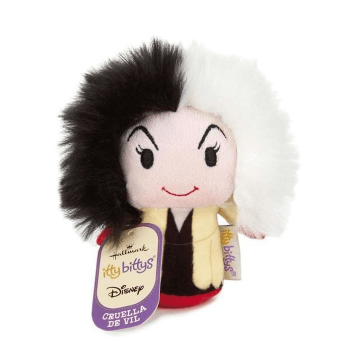 curella de vil soft plush with black and white messy hair ith disney hallmark tab