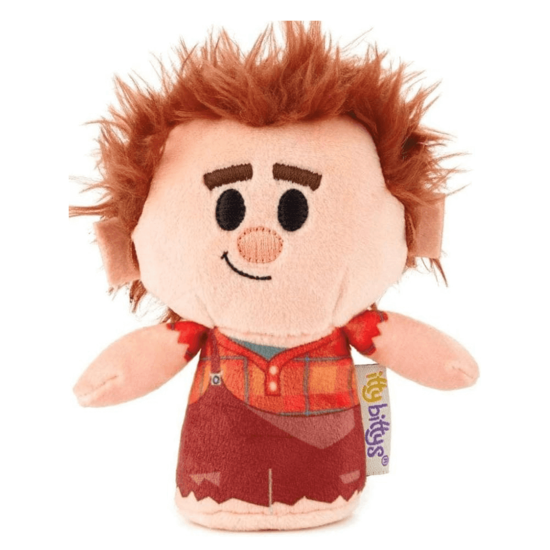 wreck it ralph plush soft toy with itty bittys label to the side and realistic messy hair