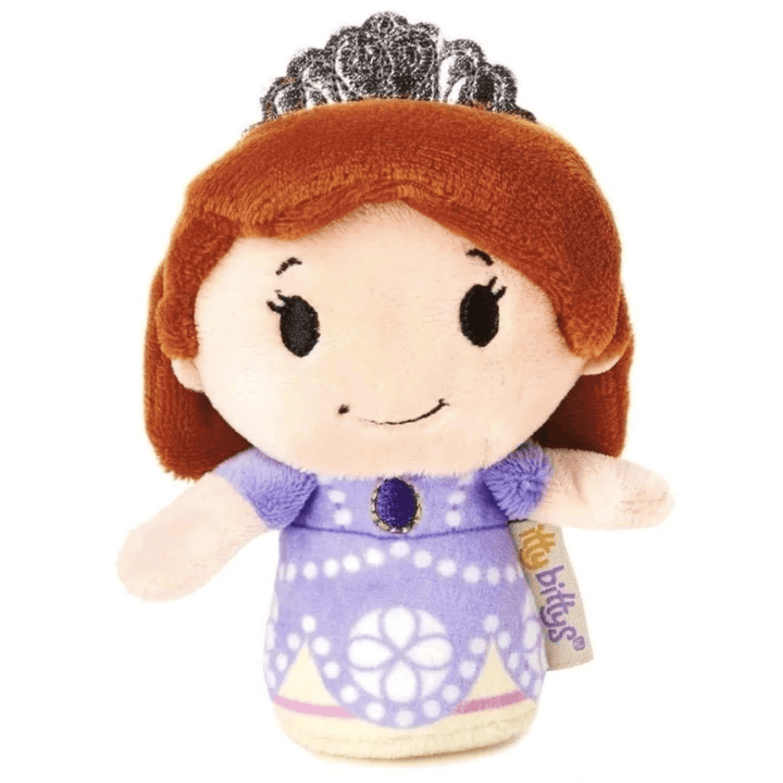 sofa the first small plush itty bittys soft toy with tiara and purple dress
