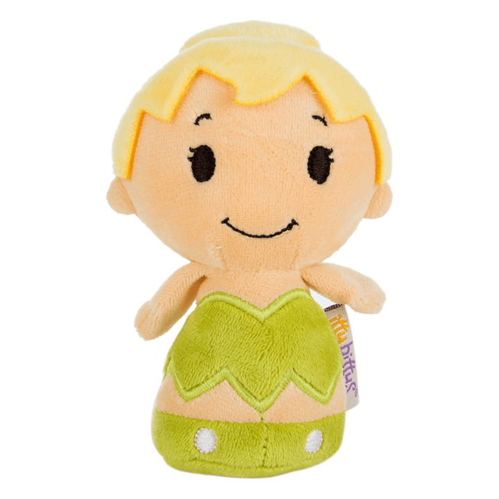 tinkerbell Plush toy with blonde hair and green dress on a white background