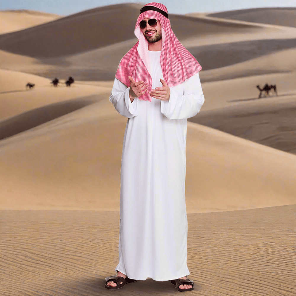 Arab Sheikh Fancy Dress Costume with Desert background
