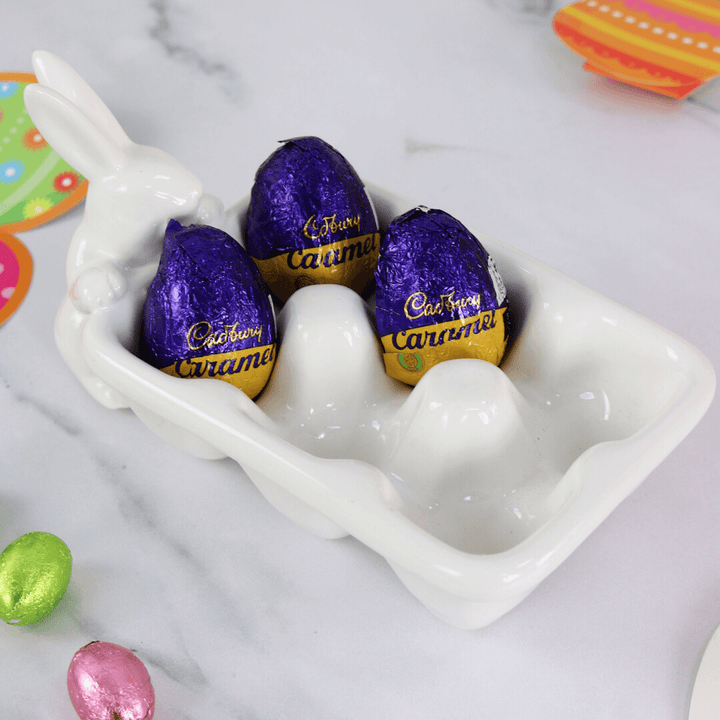 Easter Bunny Egg Carton Candy Holder White Rabbit Decoration