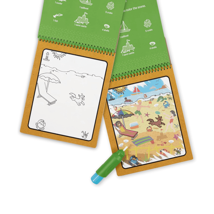 side by side view shows the seasonal scene before and after completion with water pen