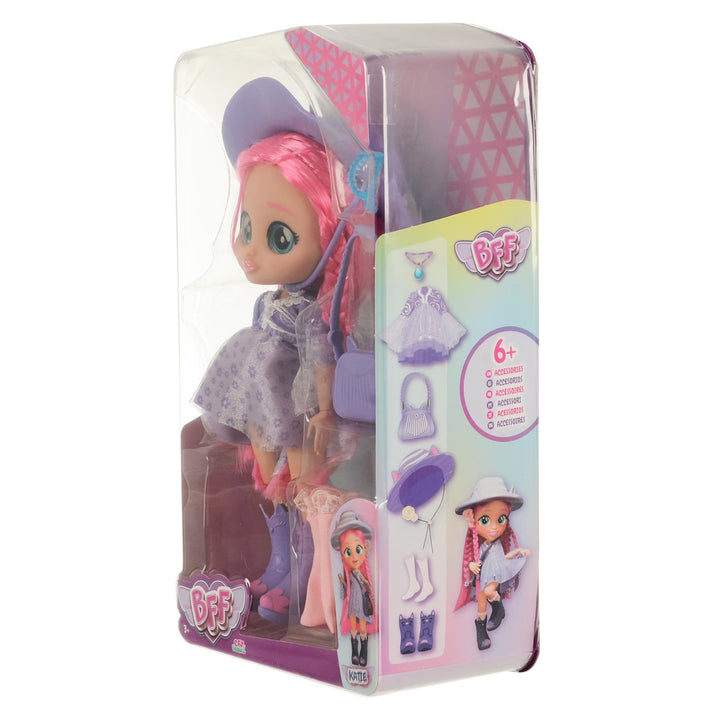 Side view of BFF series 4 Katie Fashion Doll with accessories