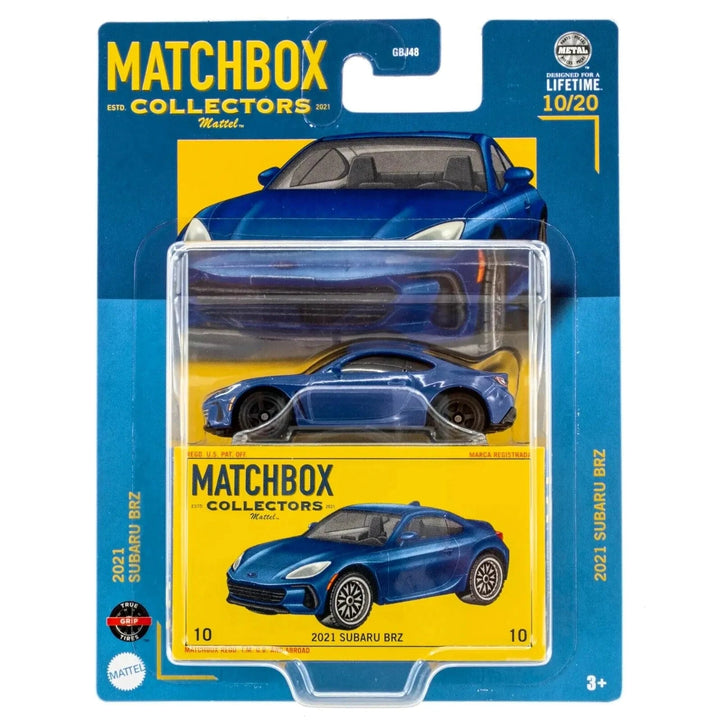 Matchbox Collectors blue 2021 Subaru BRZ model car in packaging