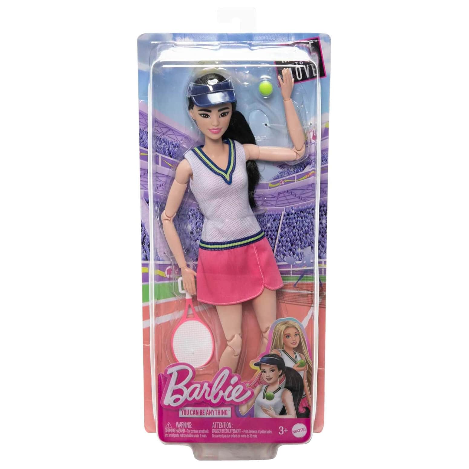 Barbie Made to Move Fashion Tennis Player Doll with Racket and Ball Pink & White - Height 30 cm main image 0