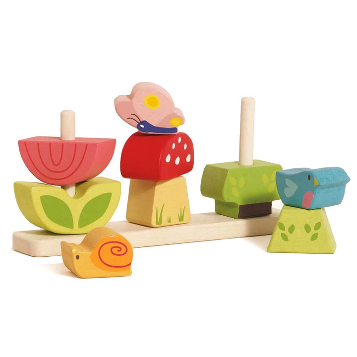 Le Toy Van Toddlers Stacking Woodland Garden Solid Natural Wood