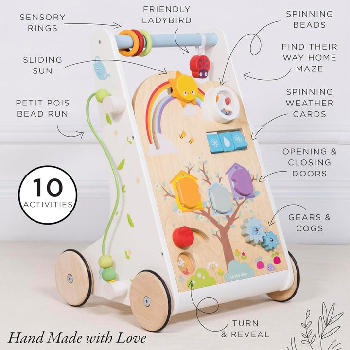 graphic details the included activities such as gears & cogs spinning beads & sensory rings