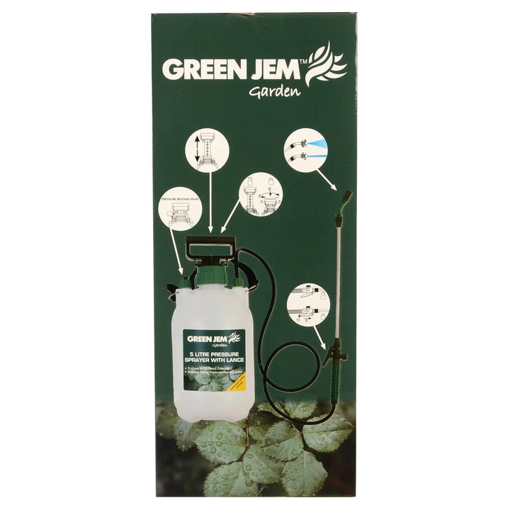 Pressure sprayer with lance graphic showing features