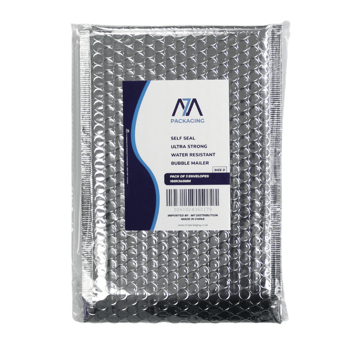 pack of 3 silver envelopes in M7 branded packaging